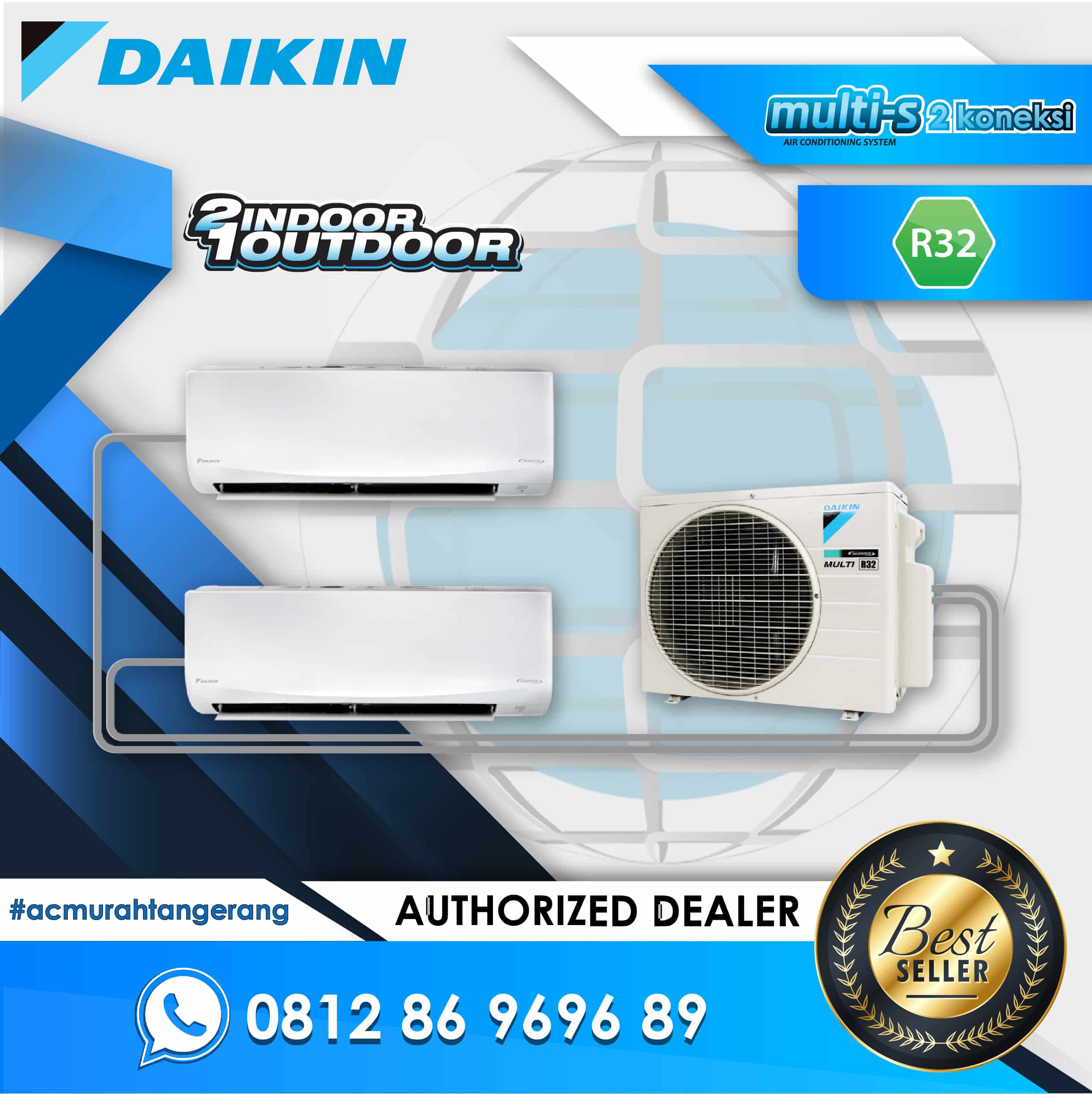 Daikin Multi S 2 Koneksi MKC30RVM Indoor 1/2 + 3/4 PK